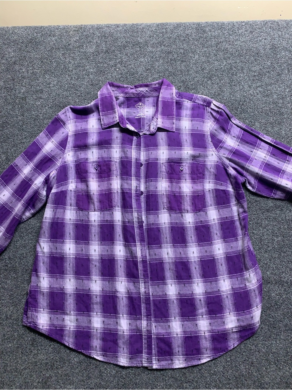 St. John's Bay Purple Plaid Button-Down Shirt